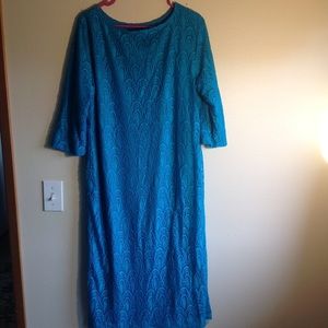 Blue laced shift dress
